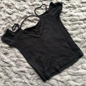 American Eagle Black Off Shoulder Crop Top